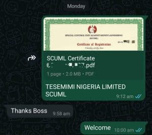 Companies that require SCUML in Nigeria