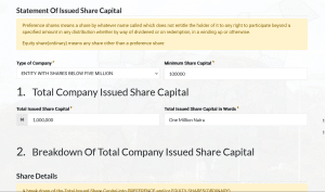 Fill Statement of Issued Share Capital