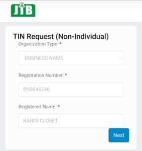 Requirements for JTB TIN Online Registration