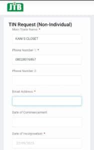 JTB TIN Online Registration